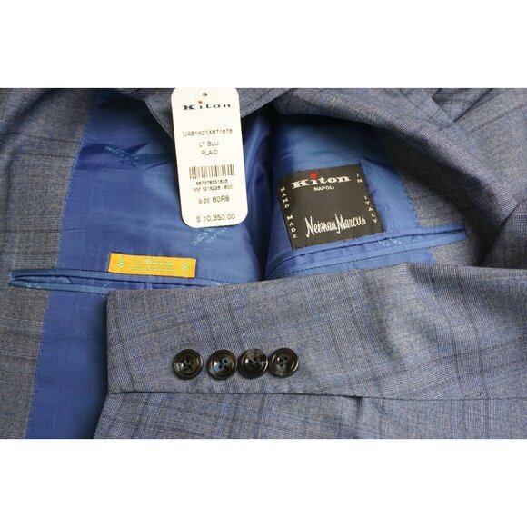 Kiton Other - Kiton 14 Micron Wool Blue Plaid Sport Coat Jacket Sz 60 EU 50 US BRAND NEW